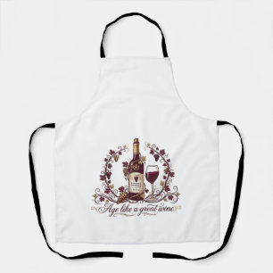 Tablier Vieillir comme un grand vin Illustration élégante