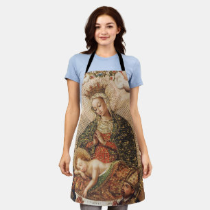Tablier Vierge de l'école vintage de Cuzco adorant l'enfan