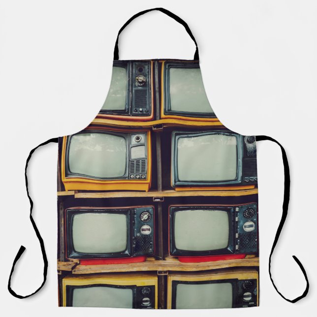 Tablier Vieux écran noir de télévision rétro (Recto)