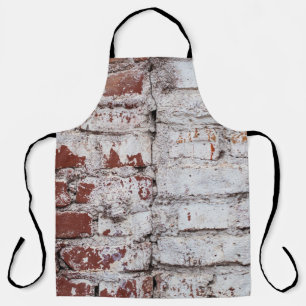 Tablier Vieux mur de briques peintes avec peeling blanc pe