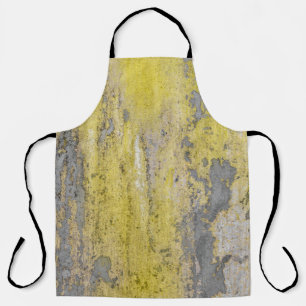 Tablier Vieux mur en béton gris avec peinture jaune écaill