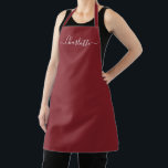 Tablier Vieux nom de script personnalisé en brique rouge c<br><div class="desc">Tablier de cuisine personnalisé avec un vieux nom de script moderne en brique rouge, monogramme de couleur unie simple, élégant, chic, féminin, avec texte en brique rouge et blanc. Personnalisez-le avec un nom, une citation, une phrase ou un texte. Idéal pour les cuisiniers, les chefs, la poterie, la céramique, l'artisanat,...</div>