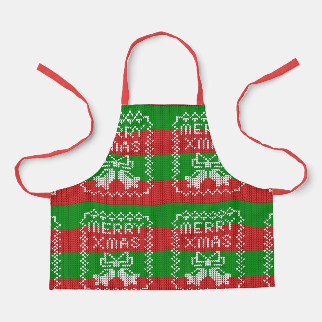 Tablier Vilain pull motif sonnettes Joyeux fils Xmas (Recto)