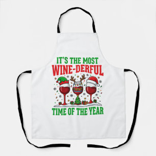 Tablier Vin de Noël Merveilleux Design de Vin Rouge