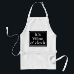 Tablier Vin O Horloge Drôle Citation Cuisson<br><div class="desc">Bonjour les amateurs de vin ! "It's wine o' clock" une citation drôle tablier de cuisson est parfait pendant que vous êtes cuisine sur le grill, à cuire dans la cuisine ou assis et à boire un verre de vin. Le tablier blanc a le design carré noir avec "It's wine...</div>