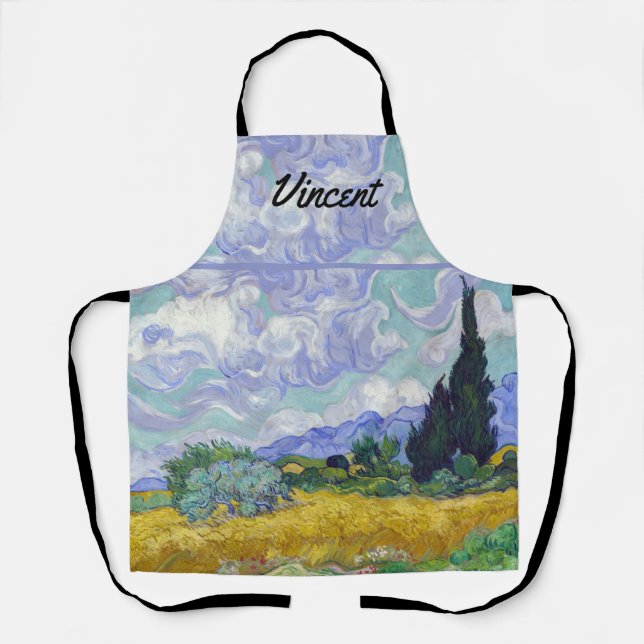 Tablier Vincent Van Gogh - Champ de blé avec cyprès (Recto)
