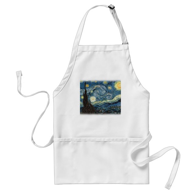 Tablier Vincent van Gogh, Nuit étoilée. Art célèbre. (Devant)