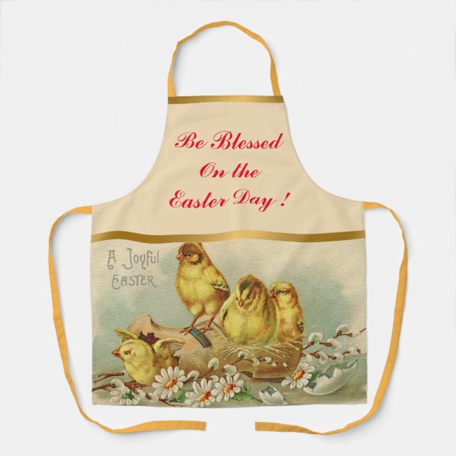Tablier Vintage 4 poulets Vacances de Pâques (Recto)