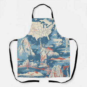 Tablier Vintage American Landmark Motif - Liberty, USA