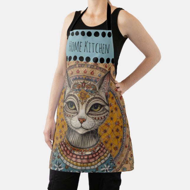 Tablier Vintage, Antique Cat and Motif Pattern Apron (Insitu)