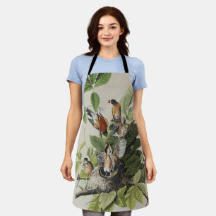Tablier Vintage Audubon Merle d'Amérique Art de Nid d'Oise