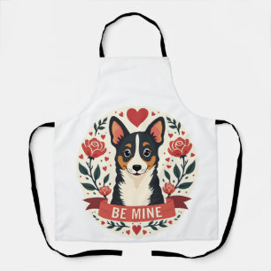 Tablier Vintage Be Mine Corgi Saint-Valentin Floral Art Po