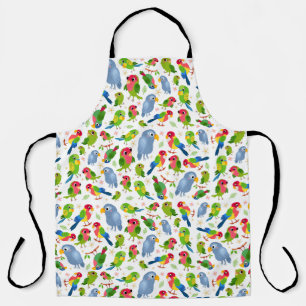Tablier Vintage Birds Motif, Colorful parakeet motif