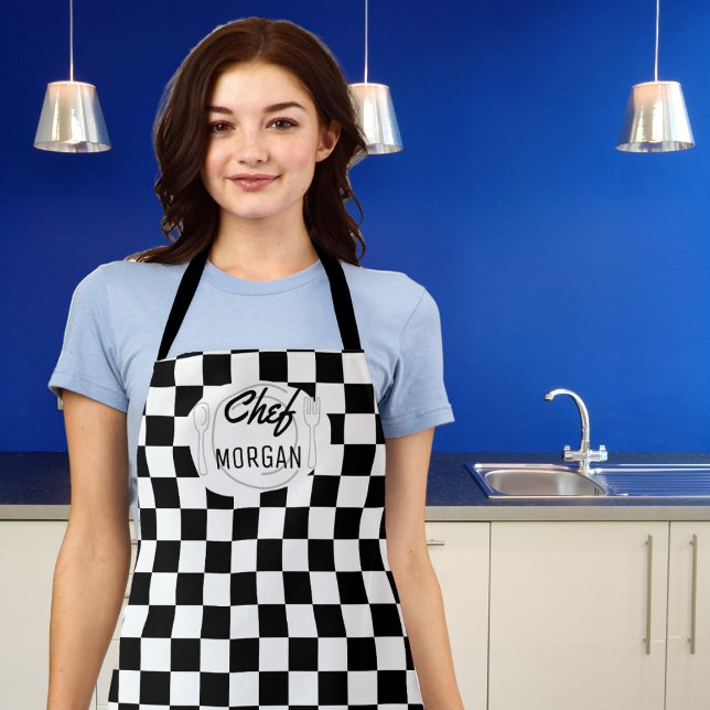 Tablier Vintage Bistro noir et blanc (Cook in style and with a sense of humor with our fun customizable apron. )