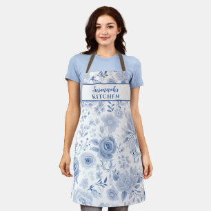 Tablier Vintage bleu Rose Floral