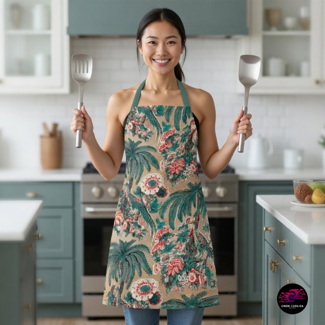 Tablier Vintage Chintz Floral Tropical Motif (Cook in 1936 tropical chintz and bring bold vintage charm to your kitchen)