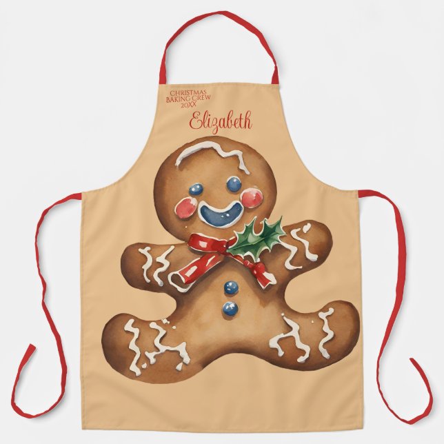 Tablier Vintage Christmas Ginger Man Personnalisé (Recto)