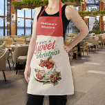 Tablier Vintage Christmas Sweet Cake Nom personnalisé<br><div class="desc">Cet Apron a une ambiance de Noël Vintage avec une impression rétro. Ayez un doux nom de Noël et personnalisé pour celui qui aime cuisiner ou cuire.</div>