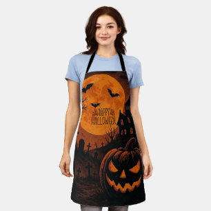 Tablier Vintage, classique Happy Halloween citrouille