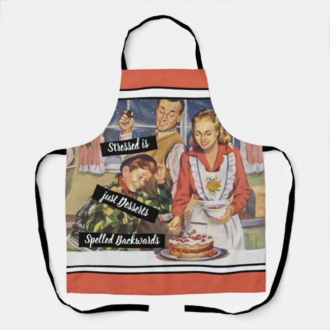 Tablier Vintage Desserts est Stressé Écrit à l'Envers (Recto)