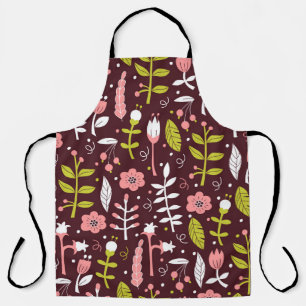 Tablier Vintage Doodle Floral sans couture Motif