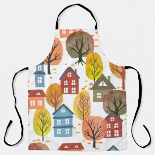 Tablier Vintage en toute transparence ville d'automne moti