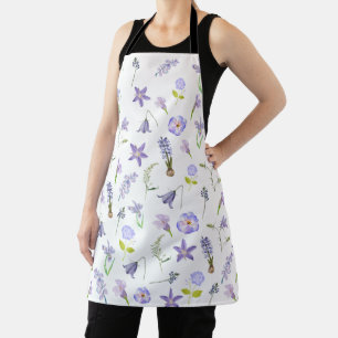 Tablier Vintage Fleur violet Floral Vert Feuilles Boho