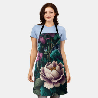 Tablier Vintage Floral Garden Peony Elégant violet rose