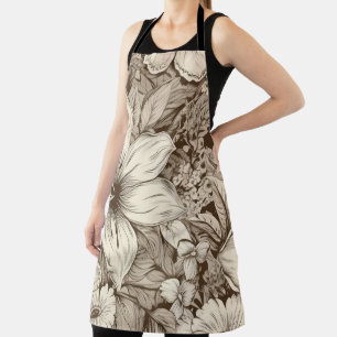 Tablier Vintage Floral Sepia Motif (3)