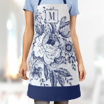 Tablier Vintage Français Fermier Peony Monogram Marine Blu<br><div class="desc">Personnalisez ce tablier adulte chic et moderne avec votre monogramme ! Cet élégant tablier a vos initiales personnalisées sur une magnifique cailloux bleu marine à fleurs vintage ferme française design.</div>