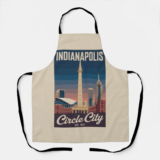 Tablier Vintage Indianapolis Indiana Retro Cityscape Trave (Recto)