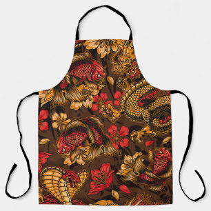 Tablier Vintage japanese elements seamless pattern with fa