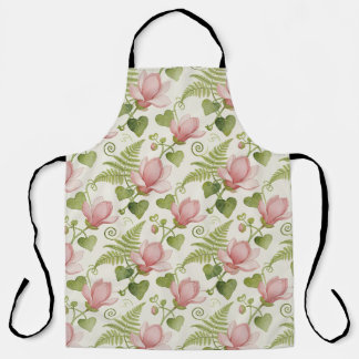 Tablier Vintage Magnolia & Fern Watercolor Floral Apron