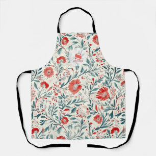 Tablier Vintage marguerite rouge motif floral - Botanique