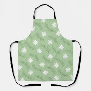 Tablier Vintage Mid-Century Green Flower Motif