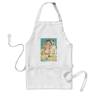 Tablier Vintage mignonne bébé parler sur téléphone Chien c