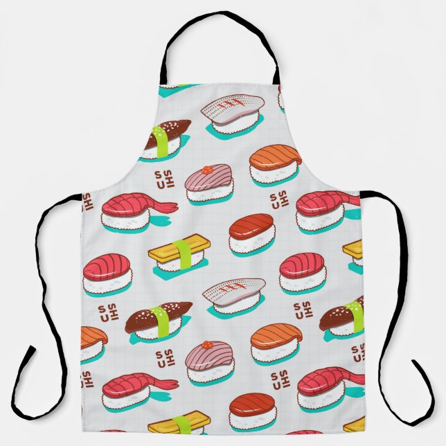 Tablier Vintage nigiri sushi, motif doodé (Recto)