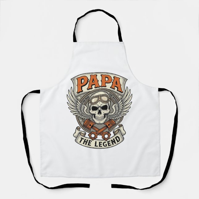 Tablier Vintage Papa Biker Skull Legend (Recto)