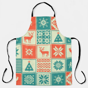 Tablier Vintage patchwork de Noël sans couture motif. Bac