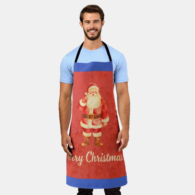 Tablier Vintage Père Noël Joyeux Noël (Porté)