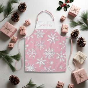 Tablier Vintage Pink élégant Snowflakes Personnalisé