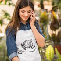 Vintage Pocket Watch Adult Apron