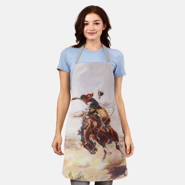 Tablier Vintage Rodeo Cowboy Bronc Rider (M) (Porté)