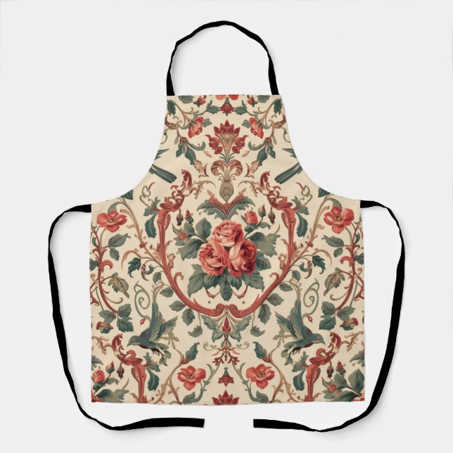 Tablier Vintage Rose & Bird Pattern Romantic Art Nouveau (Recto)