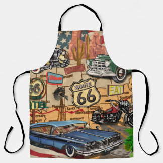 Tablier Vintage Route 66, affiche nostalgique.