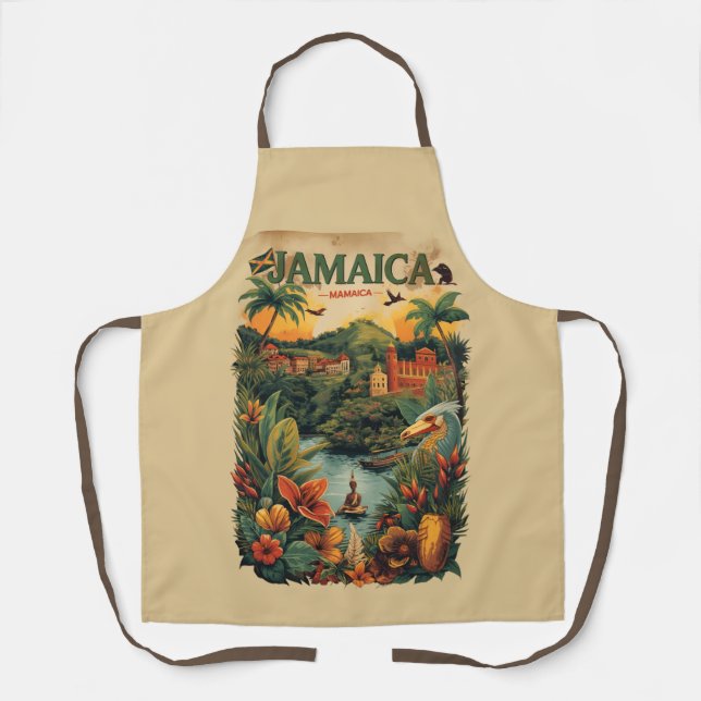 Tablier Vintage Style Jamaica Travel Illustration (Recto)