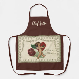 Tablier Vintage victorien Saint-Valentin Chérubin, Rose et