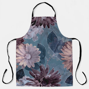 Tablier Violet monochrome : Aquarelle Florale sans couleur