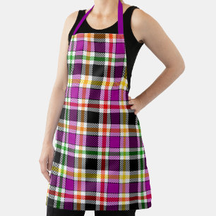 Tablier Violet noir multicolore flanelle carreaux tartan