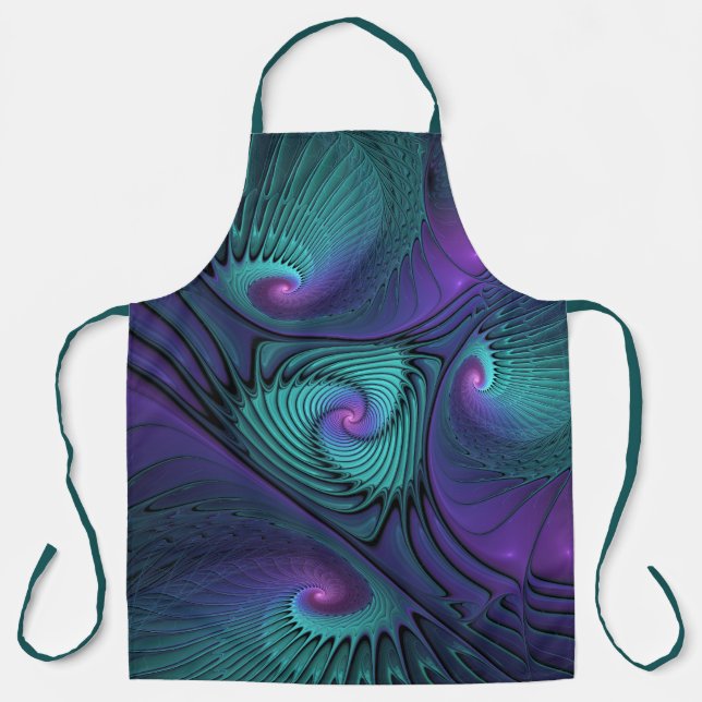 Tablier Violet Rencontre Turquoise Moderne Art Fractal Abs (Recto)
